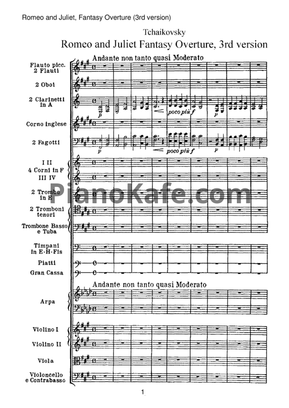 Ноты П. Чайковский - Увертюра "Ромео и Джульетта" (Партитура) - PianoKafe.com