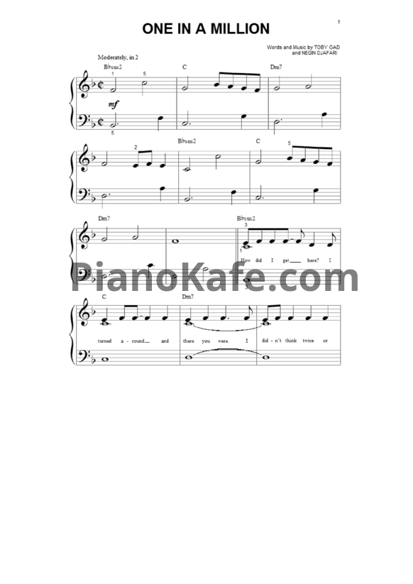 Ноты Miley Cyrus - One in a million - PianoKafe.com