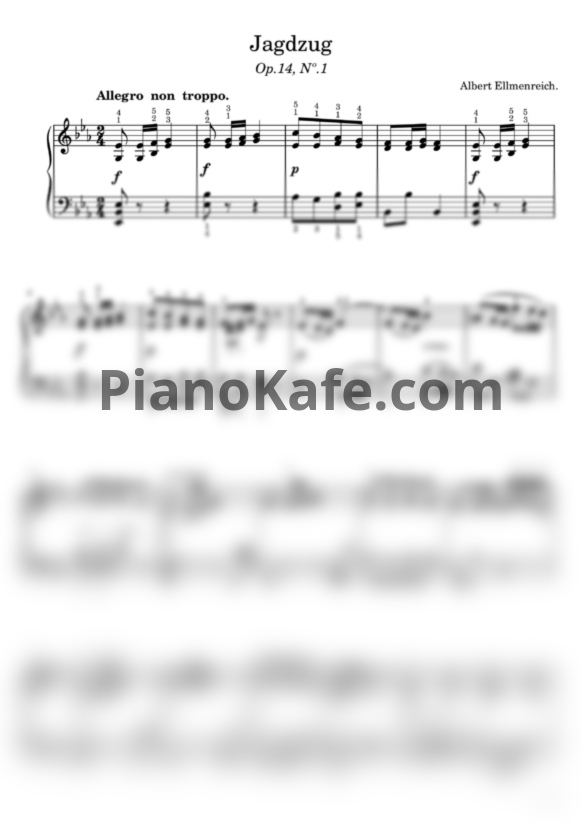 Ноты Albert Ellmenreich - Jagdzug (Начало охоты). Op. 14, №1 - PianoKafe.com