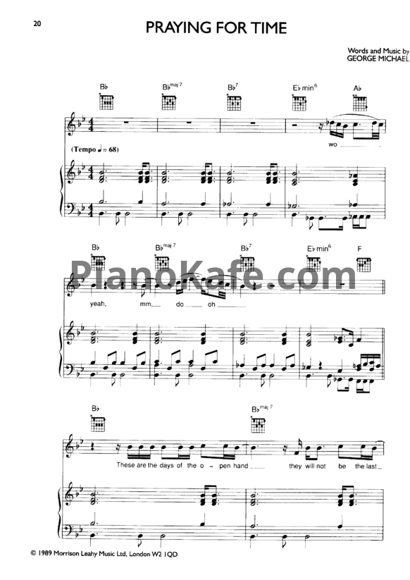 Ноты George Michael - Praying for time - PianoKafe.com