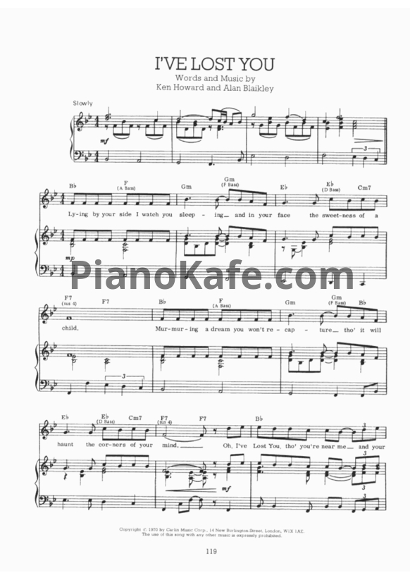 Ноты Elvis Presley - I've lost you - PianoKafe.com