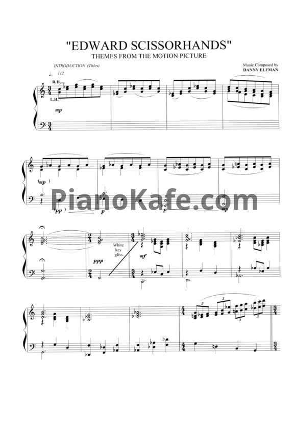 Ноты Danny Elfman - Edward scissorhands theme - PianoKafe.com