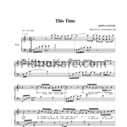 Ноты John Legend - This time - предпросмотр