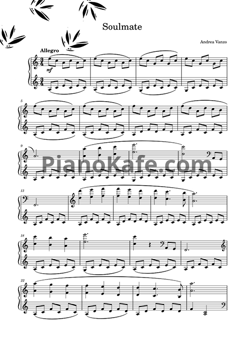 Ноты Andrea Vanzo - Soulmate (Easy piano) - PianoKafe.com