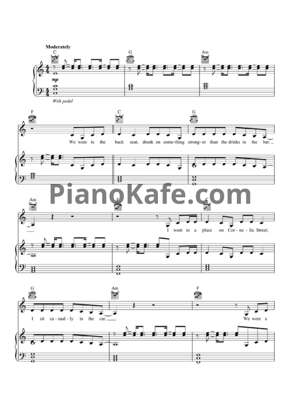 Ноты Taylor Swift - Cornelia street - PianoKafe.com