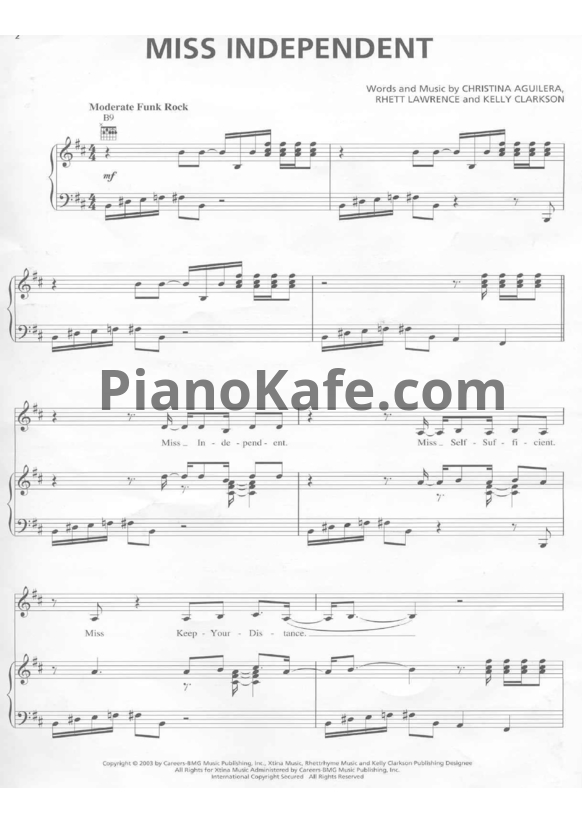 Ноты Kelly Clarkson - Miss independent - PianoKafe.com