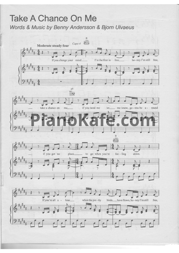 Ноты Abba - Take a chance on me - PianoKafe.com