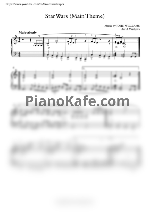 Ноты John Williams - "Star wars" Main theme (Arr. A. Vasilyeva) - PianoKafe.com