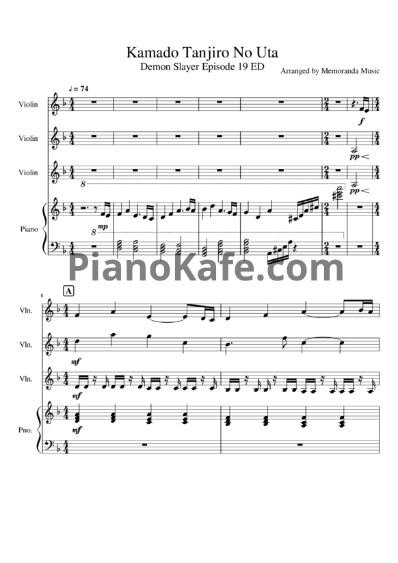 Ноты Samuel Kim - Kamado Tanjiro no Uta (Партитура) - PianoKafe.com