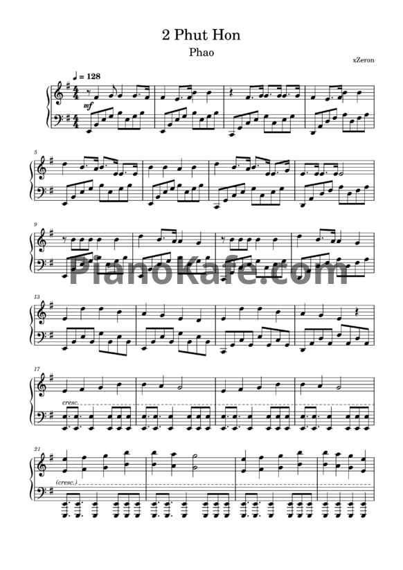 Ноты Phao - 2 Phut Hon - PianoKafe.com