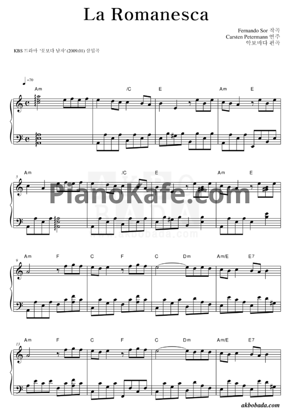 Ноты La Romanesca - PianoKafe.com