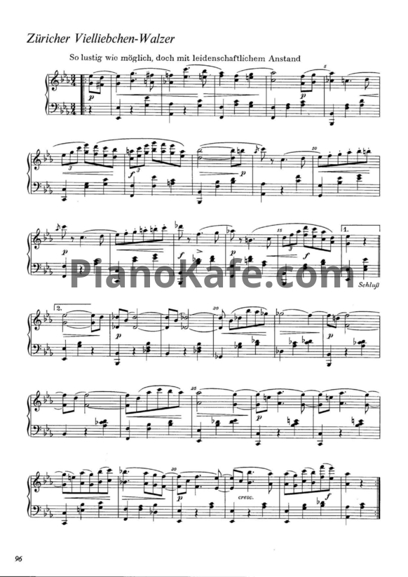 Ноты Р. Вагнер - Цюрихский вальс обожания (WWV 88) - PianoKafe.com