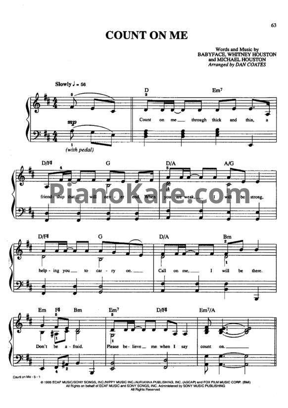 Ноты Whitney Houston - Count on me - PianoKafe.com