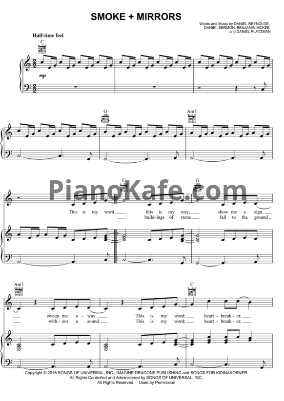 Ноты Imagine Dragons - Smoke and mirrors - PianoKafe.com