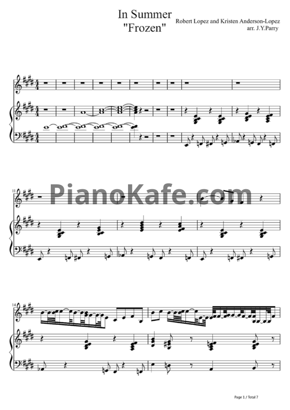 Ноты Kristen Anderson-Lopez - In summer - PianoKafe.com