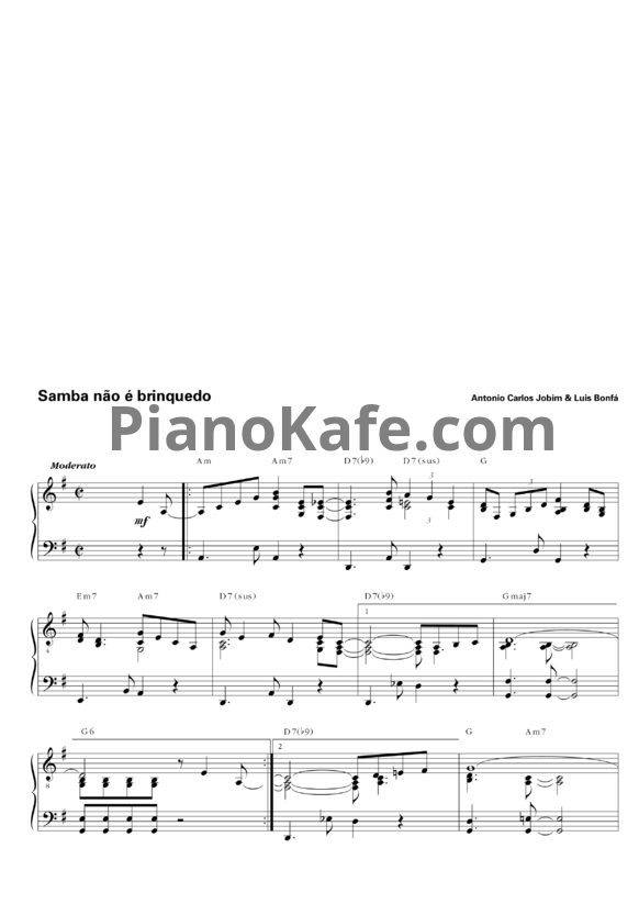 Ноты Antonio Carlos Jobim & Luis Bonfá - Samba não é brinquedo - PianoKafe.com