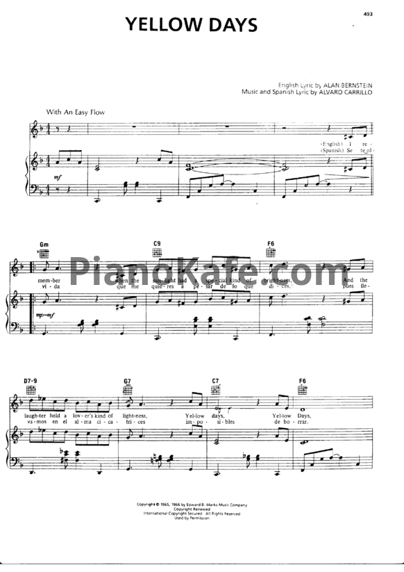 Ноты Alvaro Carrillo - Yellow days - PianoKafe.com