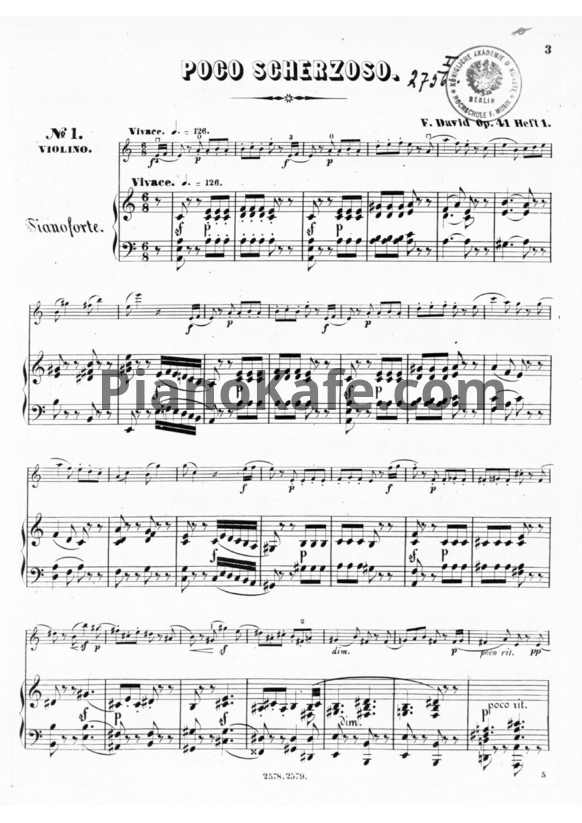 Ноты Ф. Давид - Nachklänge (Op. 41) - PianoKafe.com