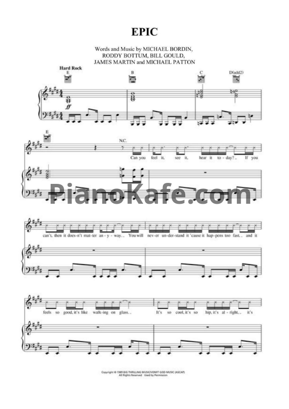 Ноты Faith No More - Epic - PianoKafe.com