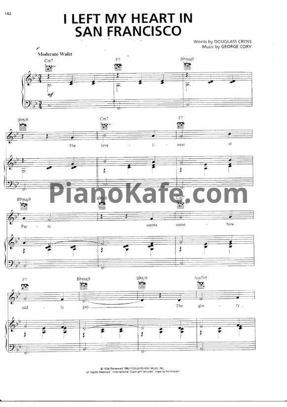 Ноты Tony Bennett - I left my heart in San Francisco - PianoKafe.com