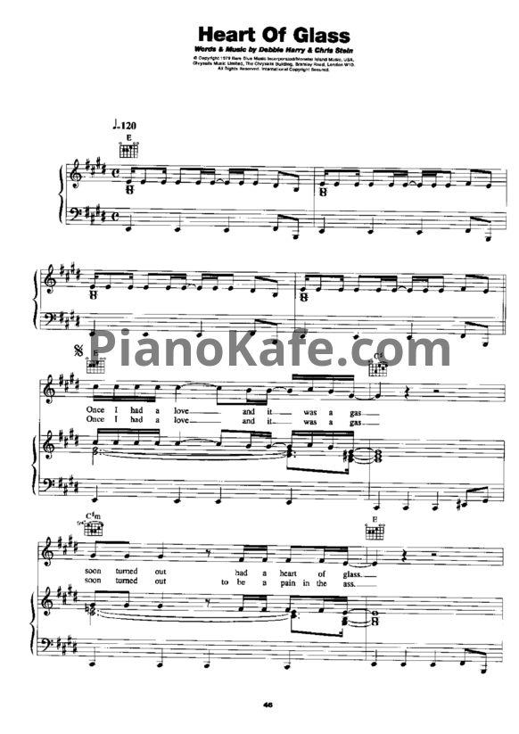 Ноты Blondie - Heart of glass - PianoKafe.com