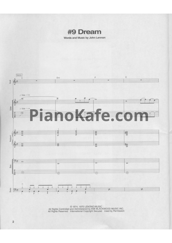 Ноты John Lennon - #9 dream (Партитура) - PianoKafe.com