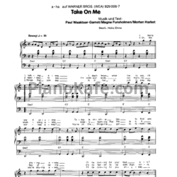 Ноты A-Ha - Take on me - предпросмотр