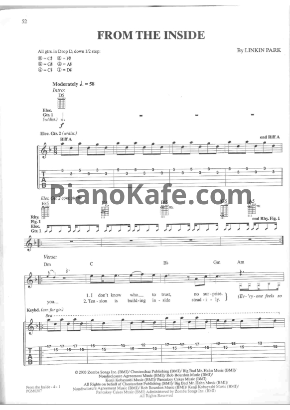 Ноты Linkin Park - From the inside (Версия 2) - PianoKafe.com