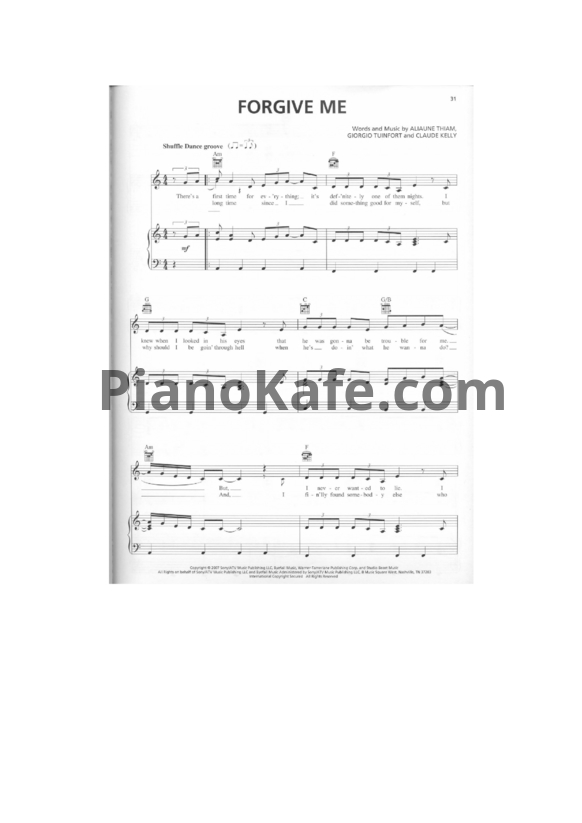 Ноты Leona Lewis - Forgive me - PianoKafe.com