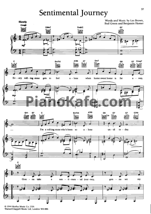 Ноты Ella Fitzgerald - Sentimental journey - PianoKafe.com