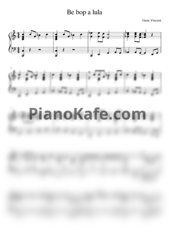 Ноты Gene Vincent - Be-Bop-A-Lula - PianoKafe.com