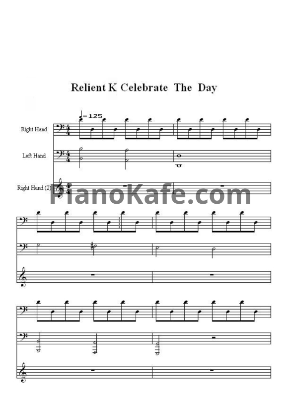 Ноты Relient K - I celebrate the day - PianoKafe.com
