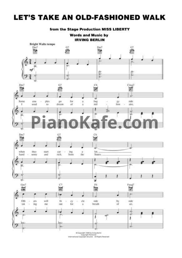 Ноты Irving Berlin - Let's take an old-fashioned walk - PianoKafe.com