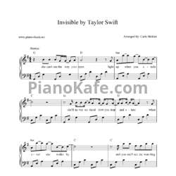 Ноты Taylor Swift - Invisible - предпросмотр