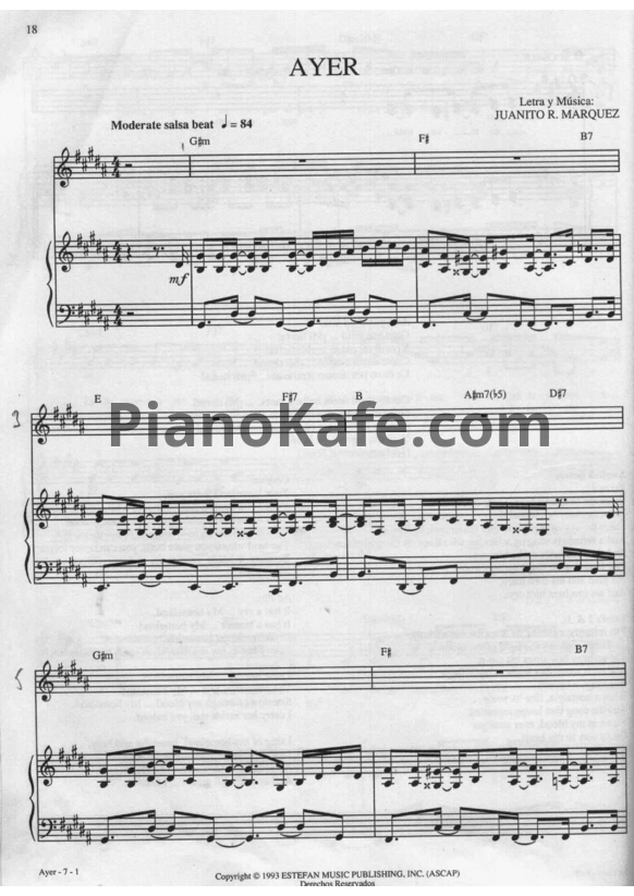 Ноты Gloria Estefan - Ayer - PianoKafe.com