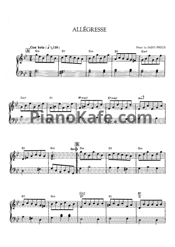 Ноты Saint-Preux - Allegresse - PianoKafe.com