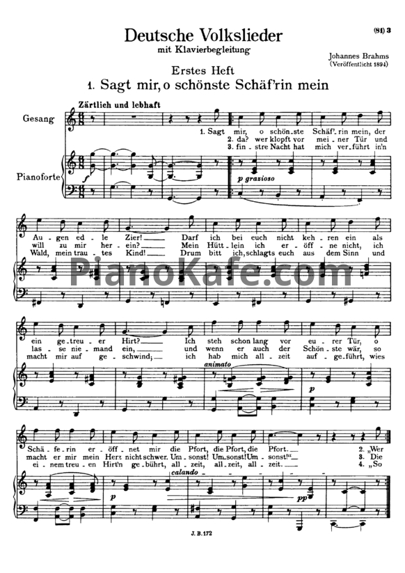 Ноты И. Брамс - 49 немецких народных песен (7 тетрадей по 7 песен в каждой) (WoO 33) - PianoKafe.com
