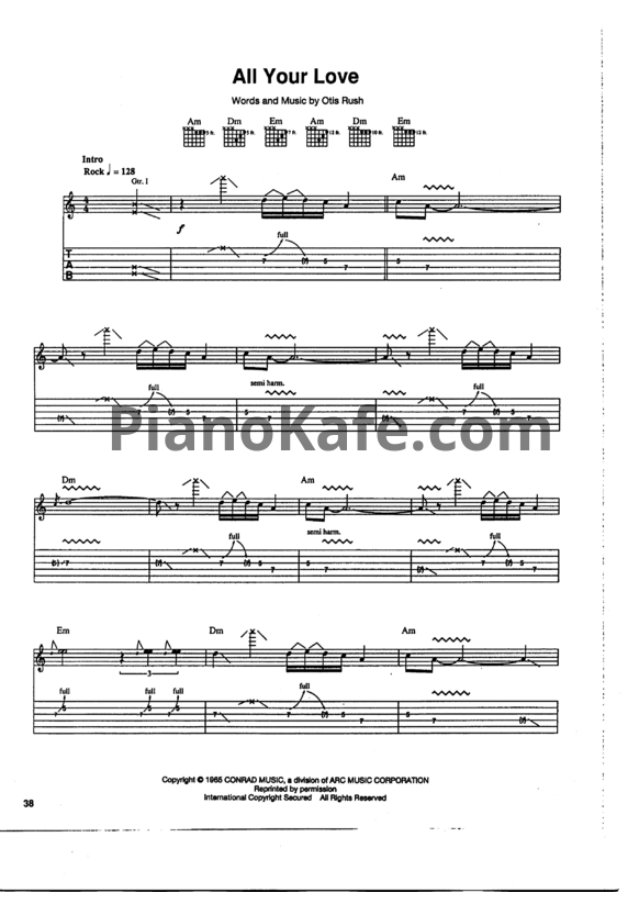 Ноты Gary Moore - All your love (Guitar tabs) - PianoKafe.com