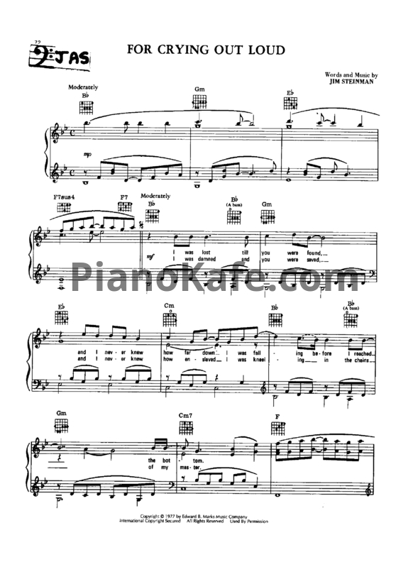 Ноты Jim Steinman - For crying out loud - PianoKafe.com