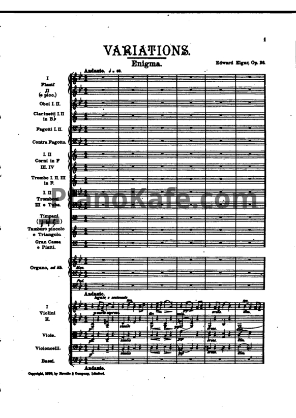 Ноты Эдуард Элгар - Вариации "Enigma" (Op. 36, Партитура) - PianoKafe.com