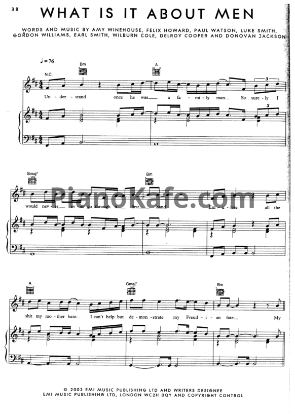 Ноты Amy Winehouse - What is it about men - PianoKafe.com