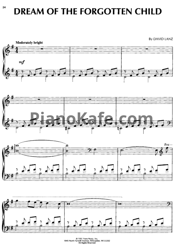Ноты David Lanz - Dream of the forgotten child - PianoKafe.com