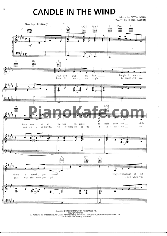 Ноты Elton John - Candle in the wind (Версия 3) - PianoKafe.com