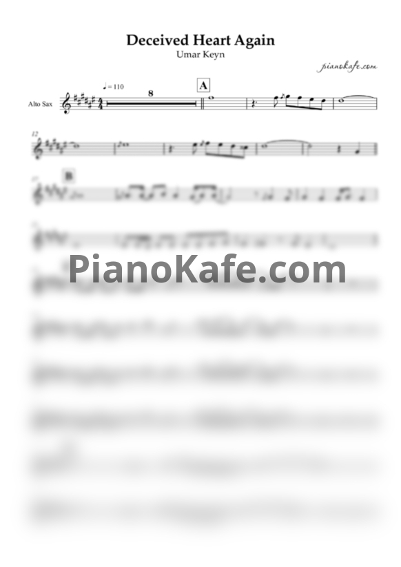 Ноты Umar Keyn - Deceived heart again (для альт саксофона) - PianoKafe.com