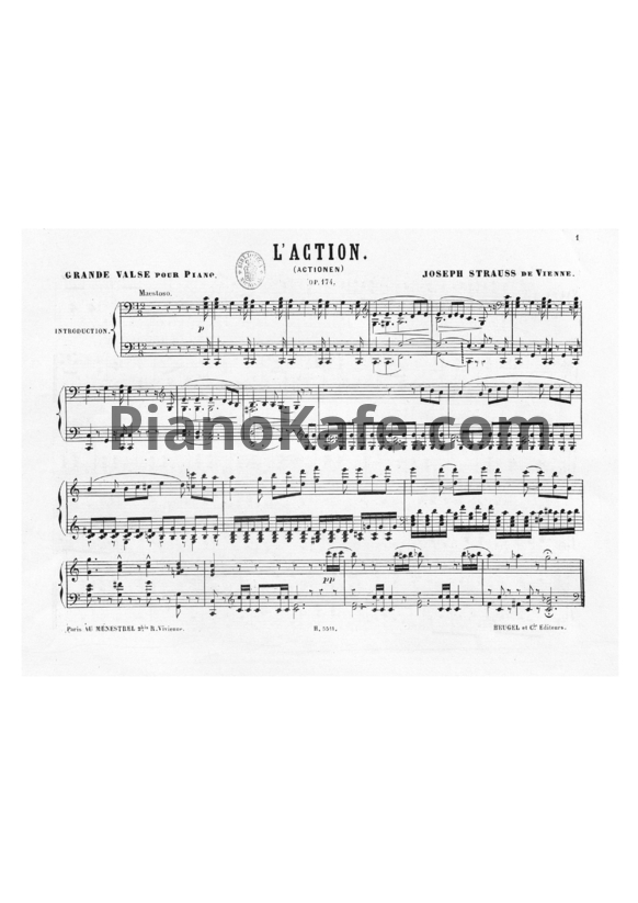 Ноты Й. Штраус - L'Action (Actionen). Op. 174 (Клавир) - PianoKafe.com