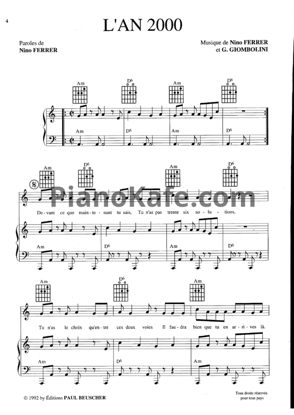 Ноты Nino Ferrer - Songbook - PianoKafe.com