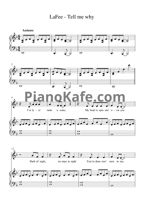 Ноты LaFee - Tell me why (Версия 2) - PianoKafe.com