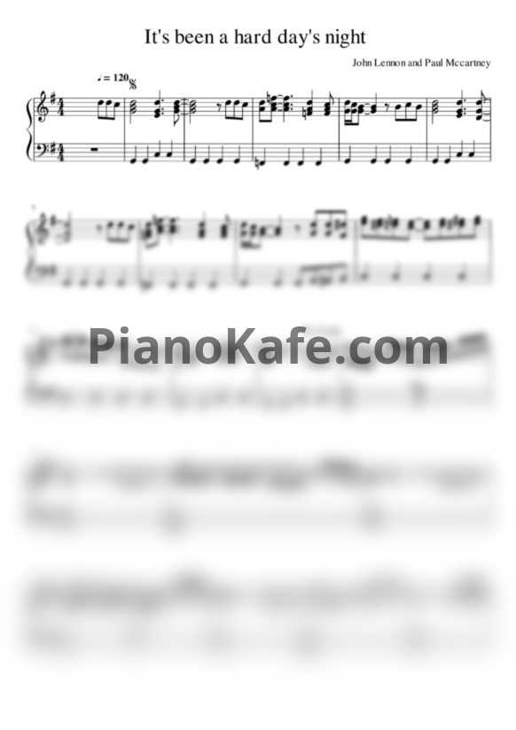 Ноты The Beatles - It's been a hard day's night - PianoKafe.com