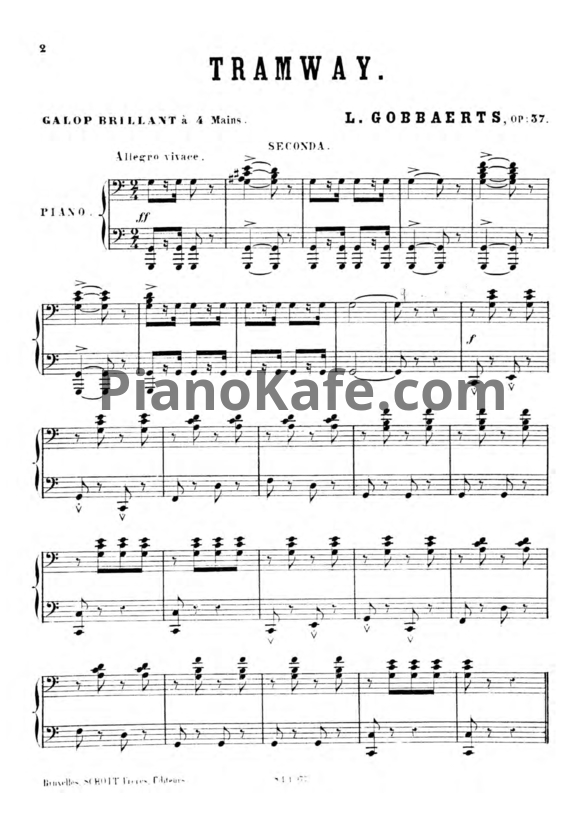 Ноты Л. Гоббартс - Трамвай (Блестящий галоп) для 2 фортепиано (Op. 37) - PianoKafe.com