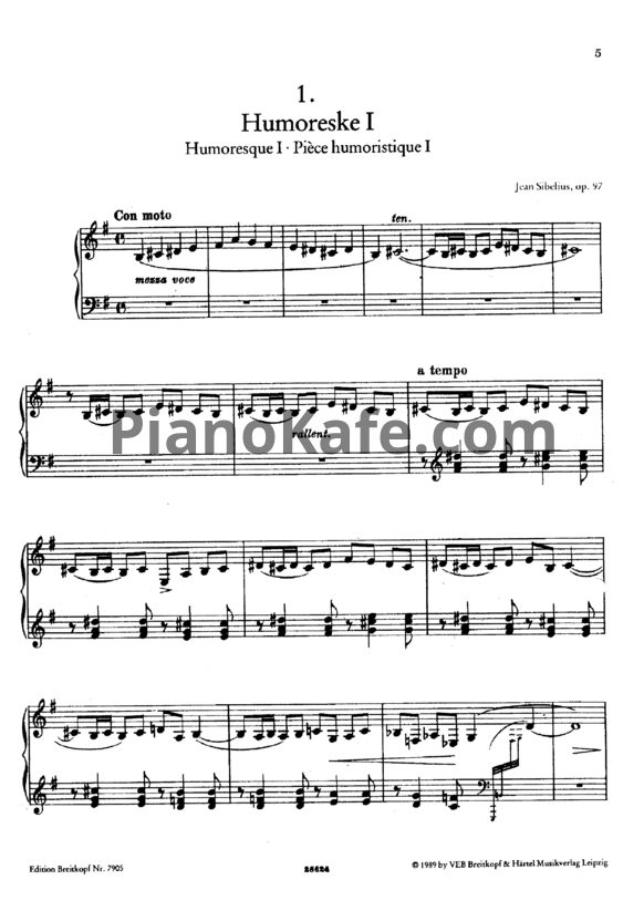 Ноты Ян Сибелиус - 6 багателей для фортепиано (Op. 97) - PianoKafe.com